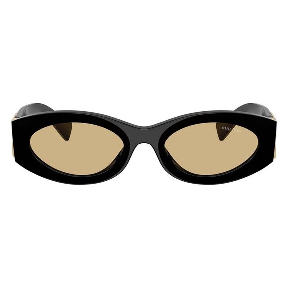 New MIU MIU Black Round SMU11W 16K-10R Sunglasses Women - Picture 2 of 7